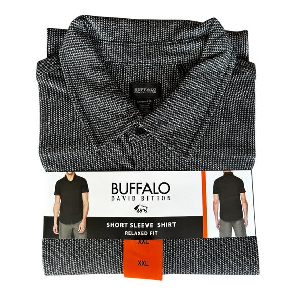 Buffalo David Bitton Men's short Sleeve Shirt Relaxed Fit Black size 2XL - Picture 1 of 6